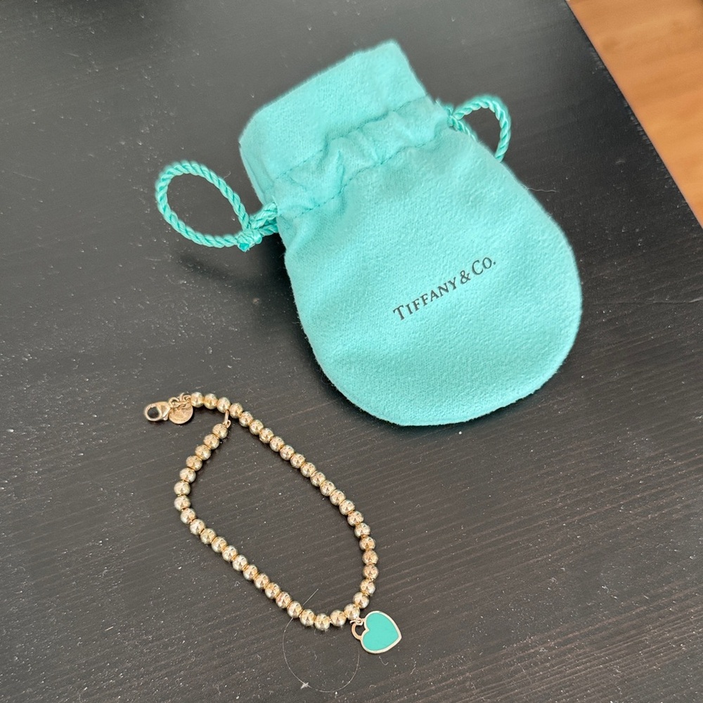 Tiffany & Co. Silver Bracelet with Turquoise Heart Charm
